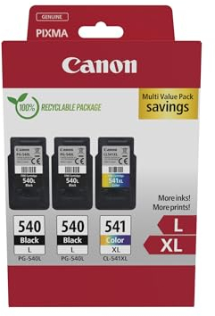 Canon Tinte Multipack - PG-540L/CL-541XL Original Drucker Tintenpatronen 3er-Pack (2 x Schwarz L, 1 x Farbe XL druckerpatronen)