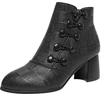 ESSUE Bottines Femme Hiver Casual Pieds Sensibles Talons Baskets Lacet Securite Cuir Bottes Moto Automne Pour Pieds Larges Chelsea Chaussures Chelsea Bottes