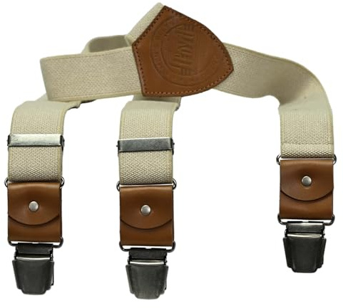 LLOYD-hängslen 35 mm läderbaksida klämmor storlek 120, Natur, 120