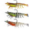 SPORWAY Pre-Rigged Fishing Jigs: 3 Stück Super Haltbare TPE-Angelköder, Realistischer Shrimp Crayfish Swimbait, für Süß- Und Salzwasser (Rot, Orange, Schwarz)