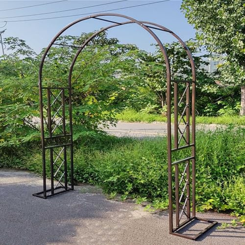 Arche de Jardin en métal, 230cm de Haut x 140cm~340cm de Large Arceau à Rosier, tonnelle en métal Robuste pour Grimper, vignes et Plantes, Mariage, décoration de fête(Brown,220x230x40cm)
