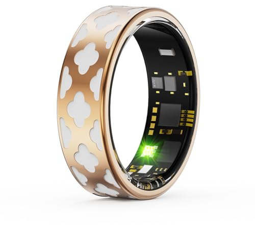 Smart Ring Bague intelligente pour femme Émaillé Android Podomètre Fréquence cardiaque Sommeil Tracker d'activité pour le sport, le temps, la distance, les calories Compatible avec Android iOS