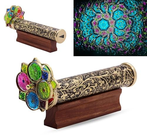 YVCrafts Caleidoscopio gigante hecho a mano con dos ruedas, ideal para coleccionistas de arte y entusiastas del caleidoscopio