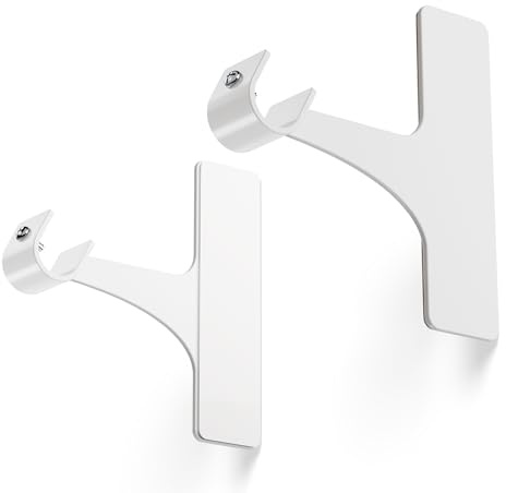 niffgaff Support Tringle Rideaux sans Perçage pour Coffre Volet Roulant - Fixation Autocollante, Convient aux Barres 19-28 mm, Lot de 2, Métal Résistant, Installation Facile