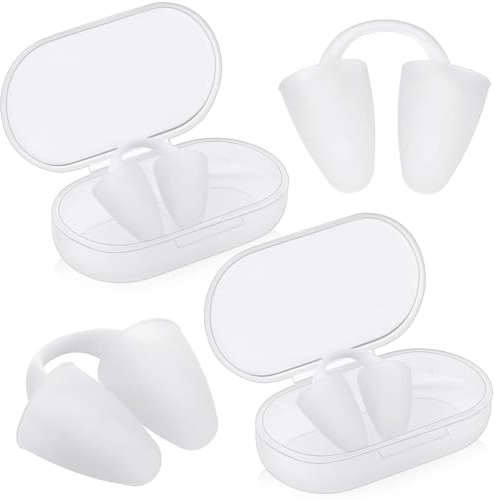 2 Pezzi Tappanaso per Piscina, Clip per Naso in Silicone con Scatola Portaoggetti, Tappi Naso Piscina Adulto, per Nuoto Sincronizzato, Immersioni, Surf, para Adultos Unisex, Bianco
