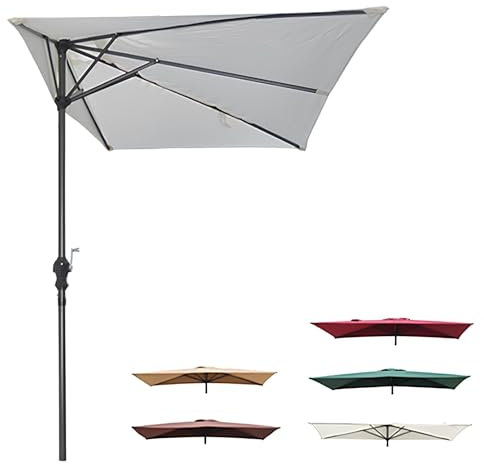 WATAOW Ombrellone da Parete 250 Cm X 130 Cm | Parasole da Esterno Semi-Rettangolare Adatto per Giardino, Balcone, Terrazza, Appartamento, Bar(White)