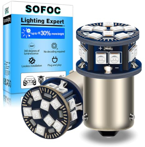 SOFOC BAU15S PY21W LED Broms-/Bak-/Dimbakljus Röd 6V 12V 24V 6-60V AC/DC Canbus Ready för Motorcykel & Bil 2St
