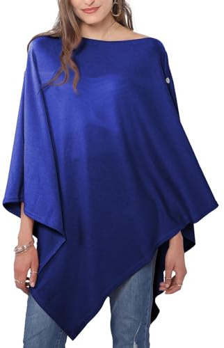 DiaryLook Ladies Button Cashmere Feel Multiway Poncho Shawl Scarf Wrap for Women