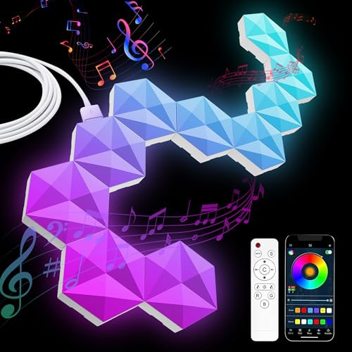 10 confezioni di luci a LED intelligenti esagonali, pannello LED esagonale da 55 mm, luci smart RGB esagonali a parete per gaming, sincronizzazione con musica, timer per decorazione d’interni, stanza