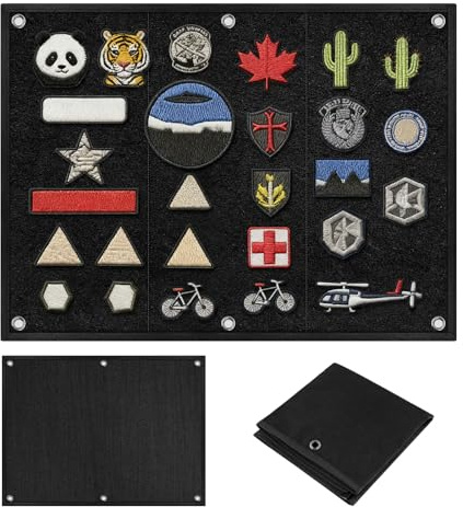 Pannello da Parete Tattico Militare, 60 x 45 cm Pannello in Velcro, Pannello Patch Tattiche Organizer Tattico Per Toppe Militari, Pieghevole Con 6 Occhielli per Il Fissaggio Di Badge E Adesivi