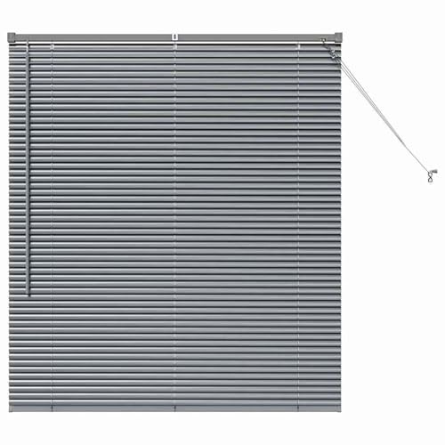 Gecheer Tenda per Finestra, Persiane Veneziane Orizzontali Grigio Scuro in Alluminio, Design Moderno con Controllo Luce e Privacy per Soggiorno o Camera da Letto