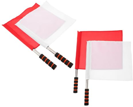 SUPVOX Banderas de Árbitro Deportivas 4 Piezas Acero Inoxidable Tela y Espuma Señales de Entrenamiento y Competición Atlética Banderas de Juez de Línea para Fútbol Voleibol y