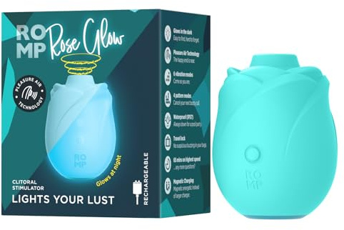 ROMP Rose Glow Succhia-Clitoride per Donna | Rosa Fosforescente con 6 Modalità di Vibrazione | Sex Toy a Suzione | Vibratore Ricaricabile e Impermeabile per Stimolazione e Piacere Femminile