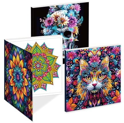 Lot de 3 livres de coloriage pour adultes avec motifs mandalas, fleurs et animaux, cahiers de coloriage sur papier épais pour relaxation et loisirs créatifs, album de dessin pour femmes et hommes