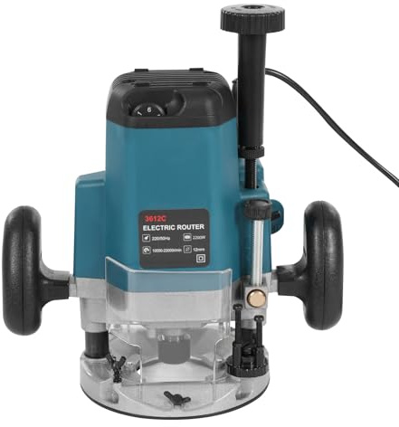 2 200 W överfräs i trä med 3 spänntång och 15 fräsar, 6 växlar justerbar upp till max. 23 000 varv/min kantfräs för spårfräsning, kantbearbetning och träbearbetning