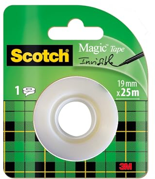 Scotch Magic Tape - 1 Rolle, 19 mm x 25 m - Unsichtbares Klebeband für allgemeine Zwecke zur Reparatur, Etikettierung und Versiegelung von Dokumenten