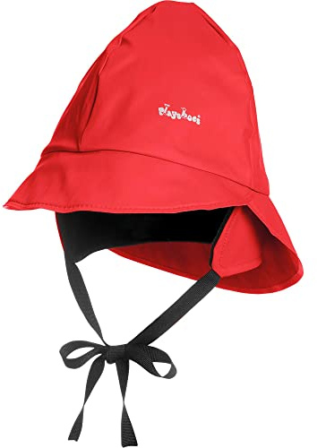 Playshoes Unisex barn regnmössa fodrad vind-och vattentät regnhatt regnkläder, rött fleecefoder, 47