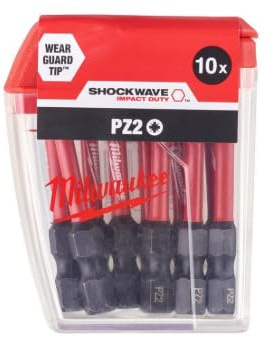 Milwaukee Shockwave 10 x PZ2 50mm Screwdriver Bits 4932430866