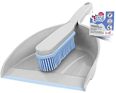 York 0620600 Kit balayette et Pelle, balayette en Caoutchouc, kit de Balayage, Nettoyage Rapide, Fonctionne Bien dans Les pièces où se trouvent de Jeunes Enfants, Gris, Moyen