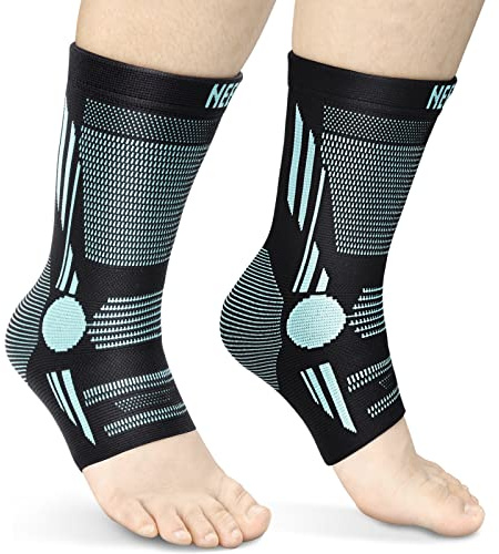 NEENCA Professionell ankelbandage, kompressionsfotbandage (par), ankelbandage för stabilitet Ankelstöd för hälsenan, plantar fasciit, ledvärk, hälsporre, sport