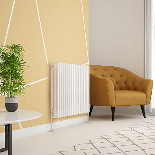 Warmehaus Traditional Radiator Triple Column White Horizontal Cast Iron Style Central Heating Radiator -600 x 830mm