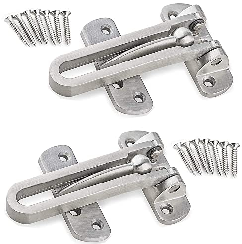 Mesee 2 Stück Edelstahl Türriegel, Türriegel Flip Latch Gate, Sekundäres Türschloss, Tür Swing Bar Lock, für Vorder- und Innentür, kindersicher, Verstärkung Türstopper