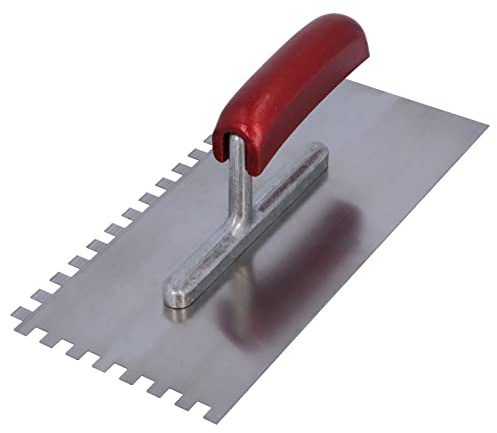 HELPMATE - Truelle dentée 8 x 8 mm - Spatule dentée professionnelle fabriquée en Allemagne en acier inoxydable - Truelle dentée de 230 x 130 mm pour l'application de mastic et de colle à carrelage