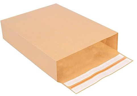 200 bolsas plegables de 450 x 350 x 120 mm con base de bloque, doble cierre adhesivo y hilo rasgado