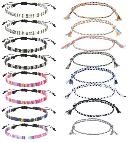 ATBUSS Pulsera bohemia de estilo bohemio, 16 piezas, tejido tejido a mano, agradable al tacto, ajustable, para deportes al aire libre, pulsera de surf, para fiestas de surf