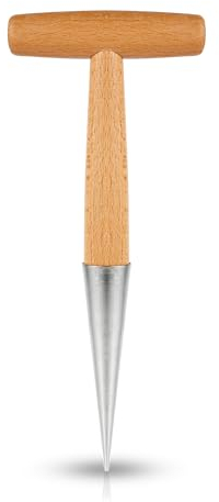 XIHIRCD Plantoir à Main avec Manche en Bois, Plantoir à Bulbes Tête en Acier Inoxydable Plantoir Jardinage Jardin Solide pour Planter des Graines des Fleurs des Tulipes des Jonquilles des Dahlias