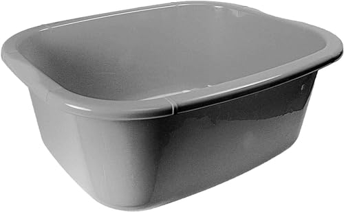 OptiProducts® 11L Liter Plastic Washing Bowl Rectangular Multi-Purpose Basin Mixing Pot Sink Tidy Organizers (Grey)