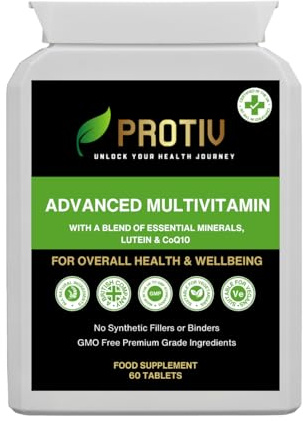 Advanced Multivitamin & Mineral Supplement 60 Tablets - 24 Essential Vitamins & Minerals Suitable for Vegans & Vegetarians - Daily Multivitamin Tablet - Supports Immune Function