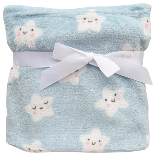 FENSILO Babydecke Bettdecke Kinderwagen Geschenk Decke Baby-Überwurfdecke Kinderdecke Kuscheldecke Tagesdecke Plüsch warme 94x72 Neugeborene Krabbeldecke Blue Stars