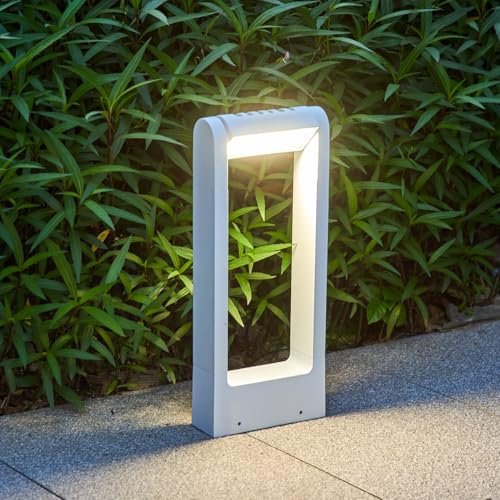 Topmo-plus bianco lampioni da giardino esterna lampade da giardina girevole Lampioncino da prato per sentieri illuminazione aiuola terra Patio 12W bianco/bianco natural