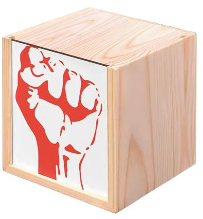 Fabulous Wooden Box – Fist Greenhouse Resistance Militant Communist Party Rebellion (10 x 10 x 10 cm)