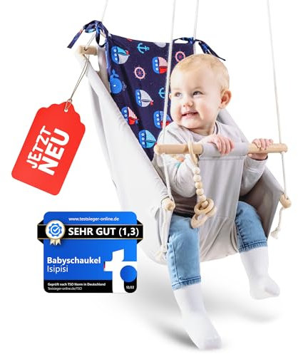 isipisi Babyschaukel | Baby Wippe für Babys von 6 Monate - 5 Jahre | Baby Schaukel Indoor & Outdoor mit OekoTex 100 Siegel | Baby Sachen für Neugeborene & Säuglinge | (Seefahrer)
