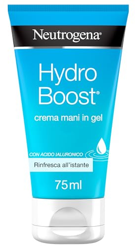 Neutrogena Hydro Boost Crema Mani Gel, Crema mani secche e screpolate con Acido Ialuronico idratante per 24 ore, Hand cream dalla formula in gel rinfrescante e ultra-leggera, 75 ml