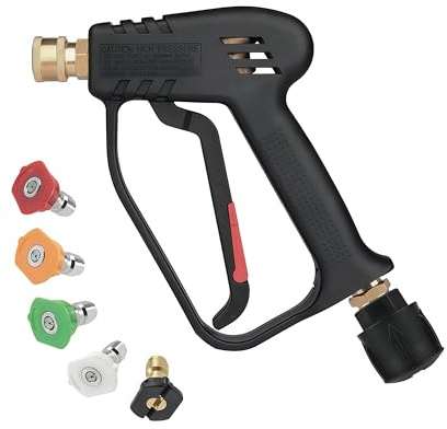 Pistolet de nettoyage à haute pression pivotant avec raccord d'entrée M22-14mm ID, incluant un connecteur rapide compatible avec la série Karcher K2-K7 - Pistolet à déclencheur 4000 PSI pour nettoyage