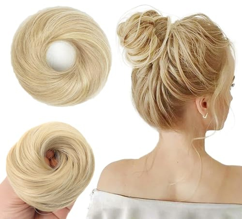 LIUYIDM Chignon Coda di Cavallo Extension per Capelli, Elastico Posticcio per Capelli Chignon Dritto Corto Coda di Cavallo Bun Extension per Donna Ragazze (Rubio decolorado 85H88)