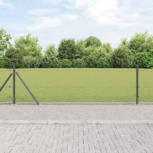 Valla de protección visual con postes, gris, 0,4 x 25 m, acero