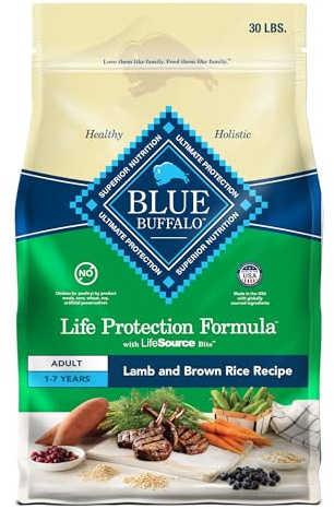 Blue Buffalo Life Protection Formula Adult Dry Dog Food, Helps Build and Maintain Strong Muscles, Made with Natural Ingredients, Lamb & Brown Rice Recipe, 30-lb. Bag