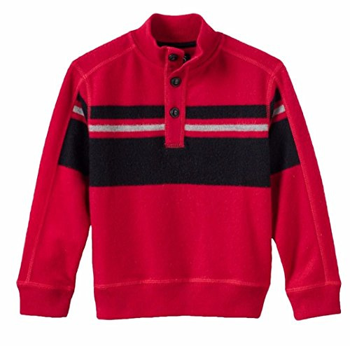 Chaps Little Boys 3 Button Mock Neck Fleece Pullover, Chaps Red (4, Chaps Red)
