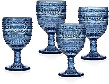Godinger Wine Glasses Goblets, Beverage Glass Cups - Lumina Blue, Set of 4