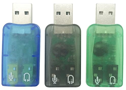 AJDPOI USB Audio Adapter 3.5mm Headphone and Microphone Jacks External Stereo Sound Card Plug and Play No Drivers Needed Compatible Windows, Mac, Linux, PC, Notebook, Desktop, PS4 (Three Colors)