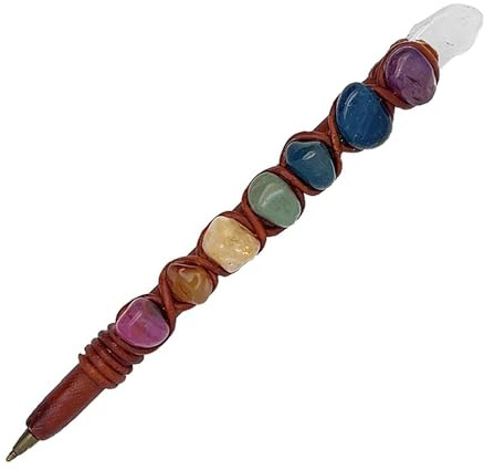 Spirit of Nature - Rainbow Chakra Stones Healing Crystals Refillable Ink Pen | Crystals and Healing Stones | Journaling Pen | Inspirational Pens | Crystal Decor | Motivational Pens | Handmade