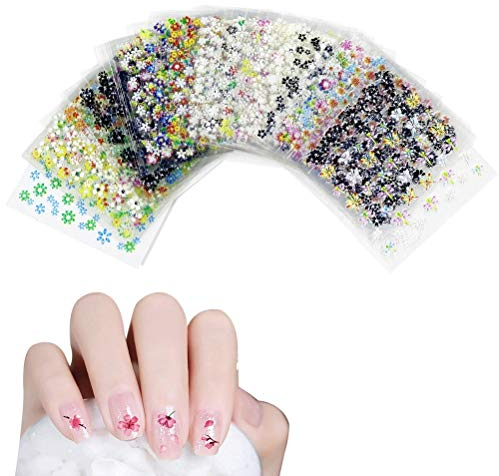 50 Blätter 3D Design Nagel Sticker, 3D Nail Art Sticker Aufkleber Selbstklebende Aufkleber Maniküre Deko für DIY Nail Art Dekoration Phone Case Karten DekoDekoration Weihnachtsgeschenke für Frauen