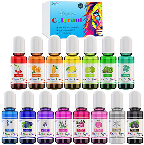 Epoxidharz Farbe - 15 Farben Konzentrierte Epoxy Resin Pigment für DIY Harz Kunst, Handwerk Machen - Flüssiger Epoxid Harz Farbstoff Harzfarbe fur Harz Gießen, Kunstharz, Kunsthandwerk - je 10ml