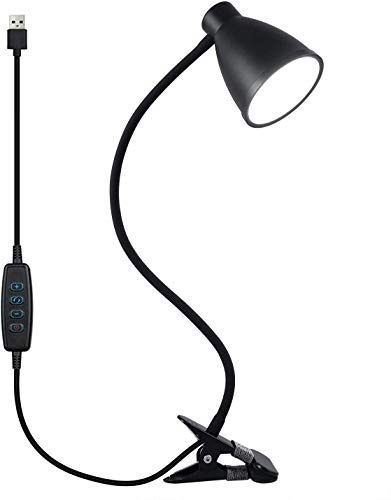 38 LED-klämlampa, skrivbord, 3-stegs färgtemperatur, dimbar ljusstyrka, ögonskydd, skrivbord för barn, 360° flexibel svanhalsklämma bord [energiklass A+] (svart)