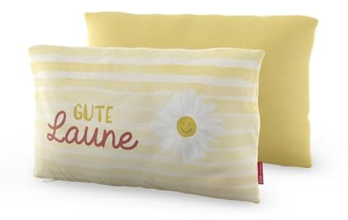 La Vida Kuschelkissen Gute Laune aus Baumwolle mit Polyester-Füllung in der Farbe Gelb, Maße: 25cm x 40cm, 3967741