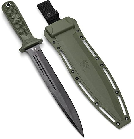 ODENWOLF W Catcher - Großes Jagdmesser aus D2-Stahl - Großes Feststehendes Messer mit Scheide - Einschneidiges Schwert mit TPE-Griff - Full Tang Survival Messer für Outdoor Aktivitäten